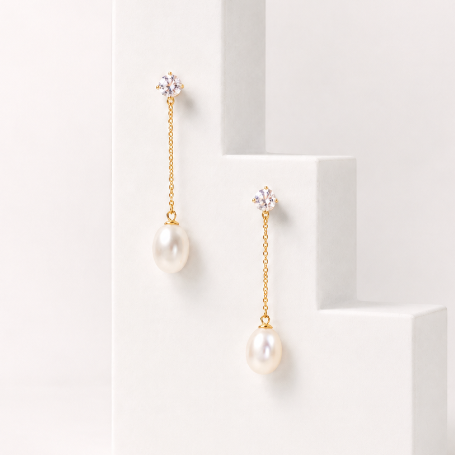 Olivia Pearl Drop Studs