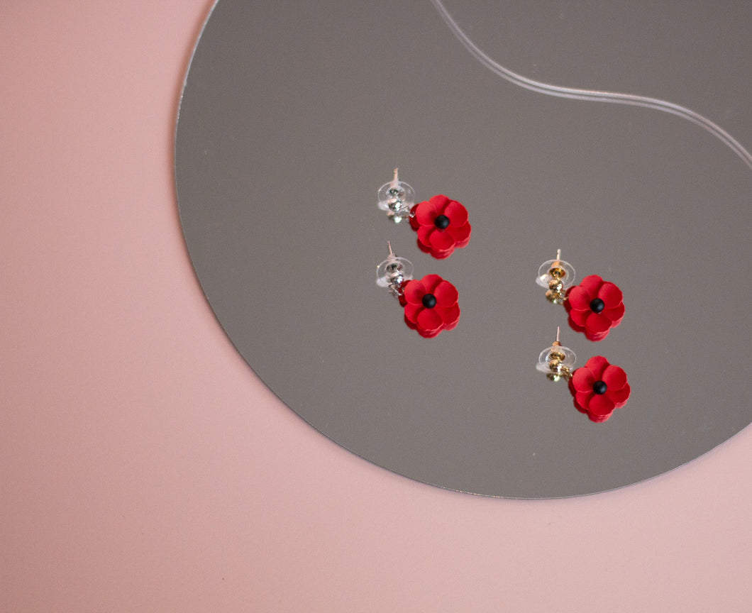 ANZAC Poppy Earrings