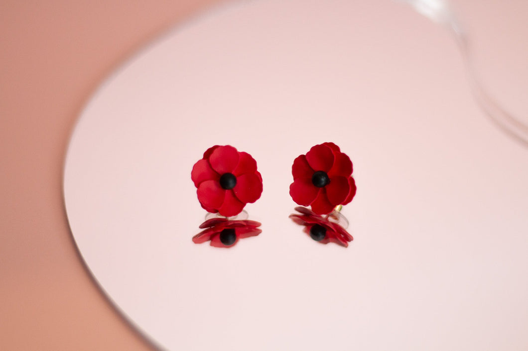 ANZAC Poppy Earrings
